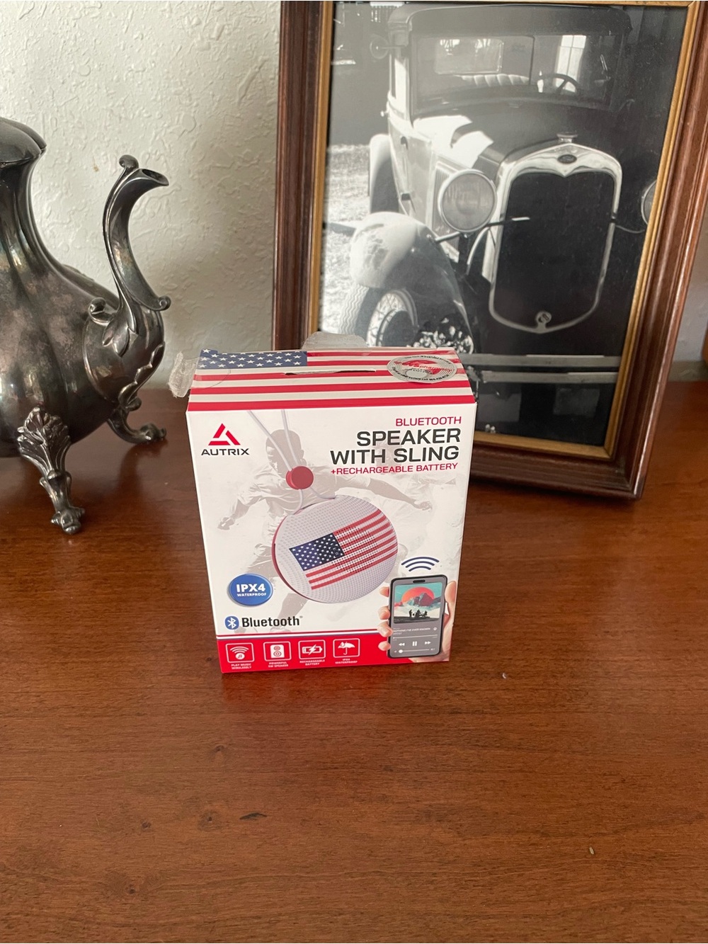 Autrix Bluetooth Speaker with American Flag Design - Red, White, Blue